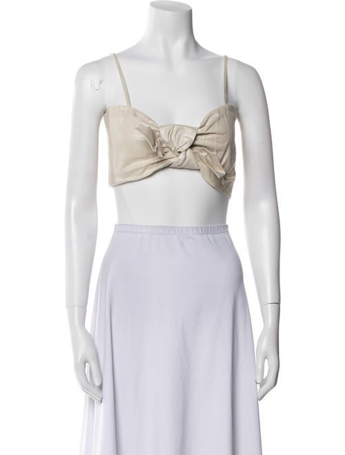 Jason Wu Linen Square Neckline Crop Top