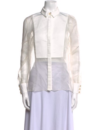 Jason Wu Silk Long Sleeve Button-Up Top