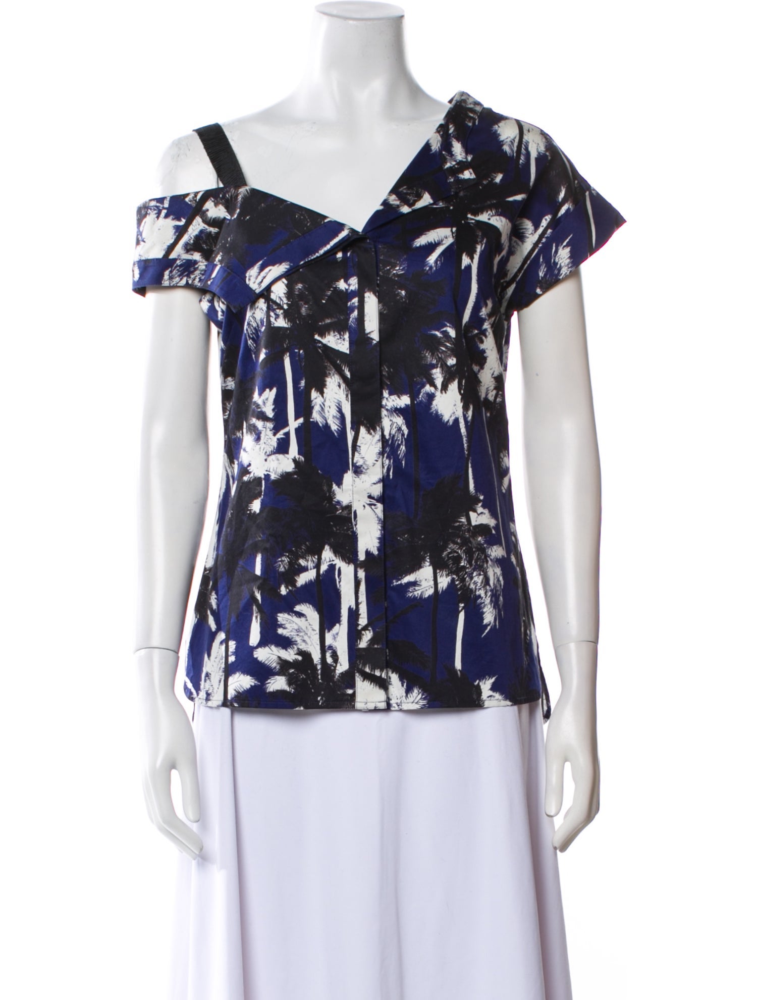 Jason Wu Printed One-Shoulder Blouse