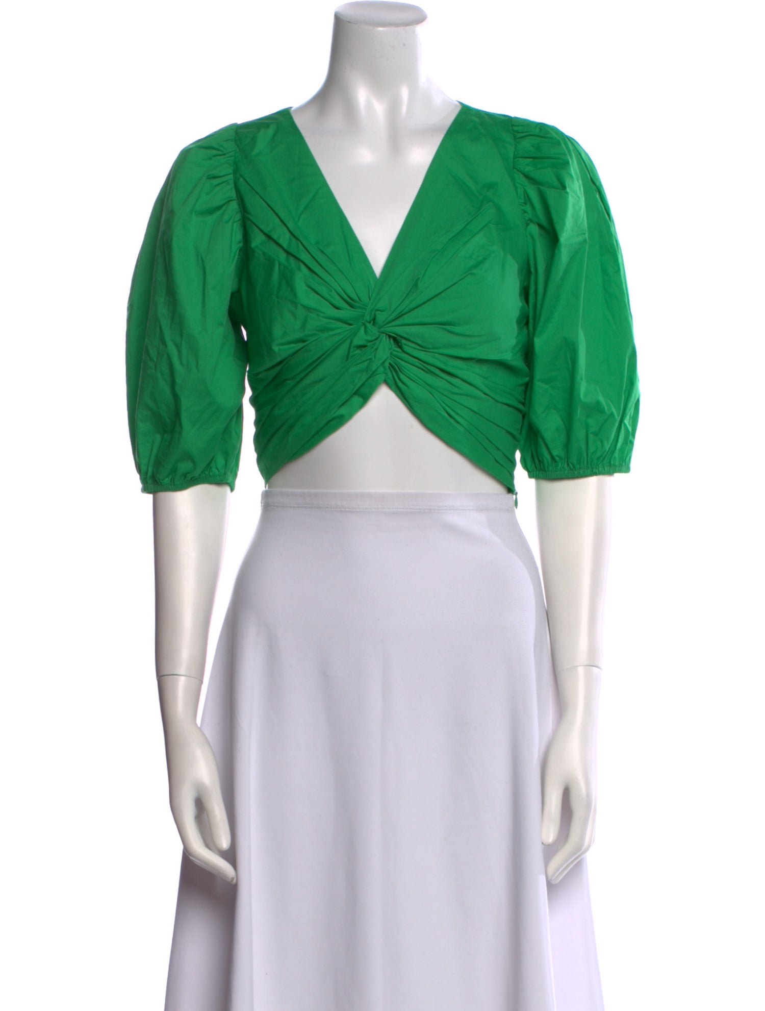 Jason Wu V-Neck Three-Quarter Sleeve Crop Top