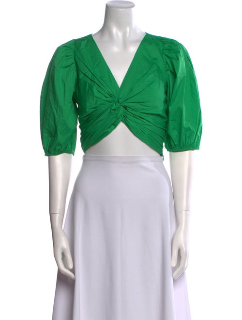 Jason Wu V-Neck Three-Quarter Sleeve Crop Top