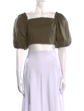 Jason Wu Square Neckline Short Sleeve Crop Top