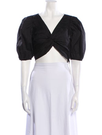 Jason Wu V-Neck Short Sleeve Crop Top