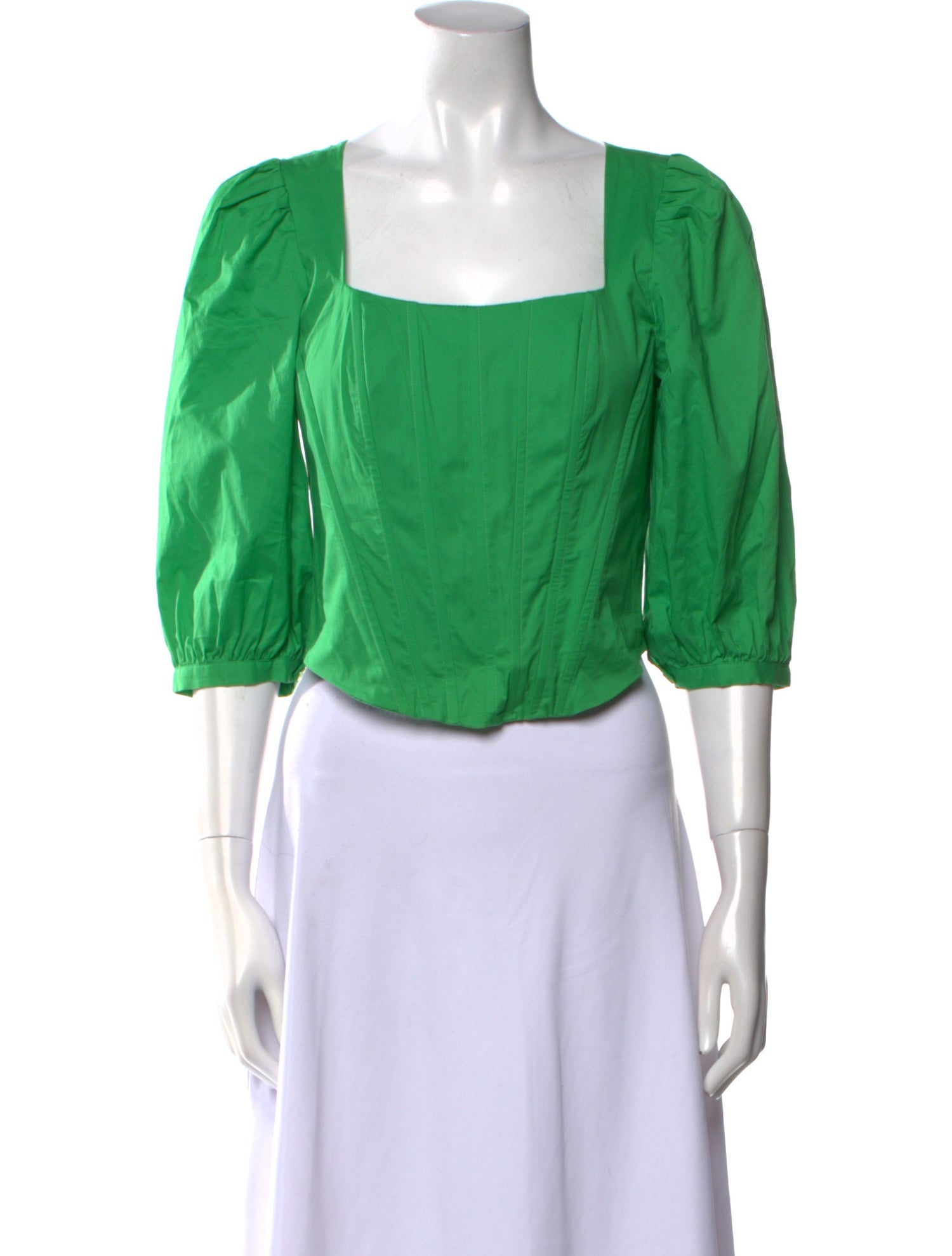 Jason Wu Square Neckline Three-Quarter Sleeve Crop Top