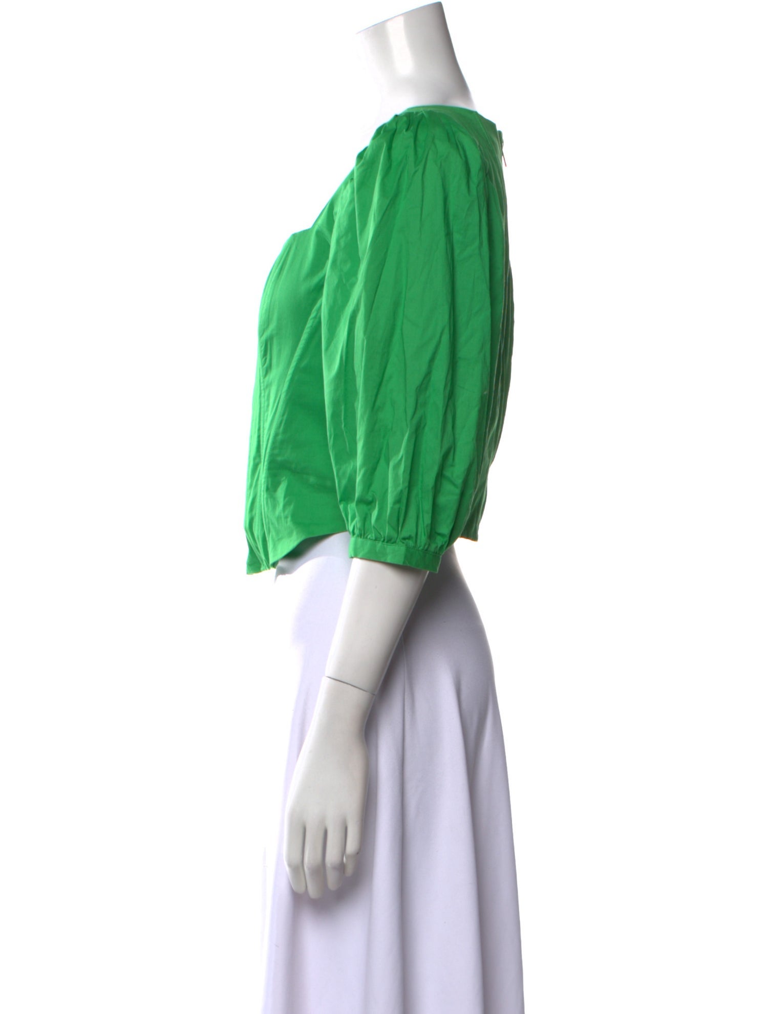 Jason Wu Square Neckline Three-Quarter Sleeve Crop Top