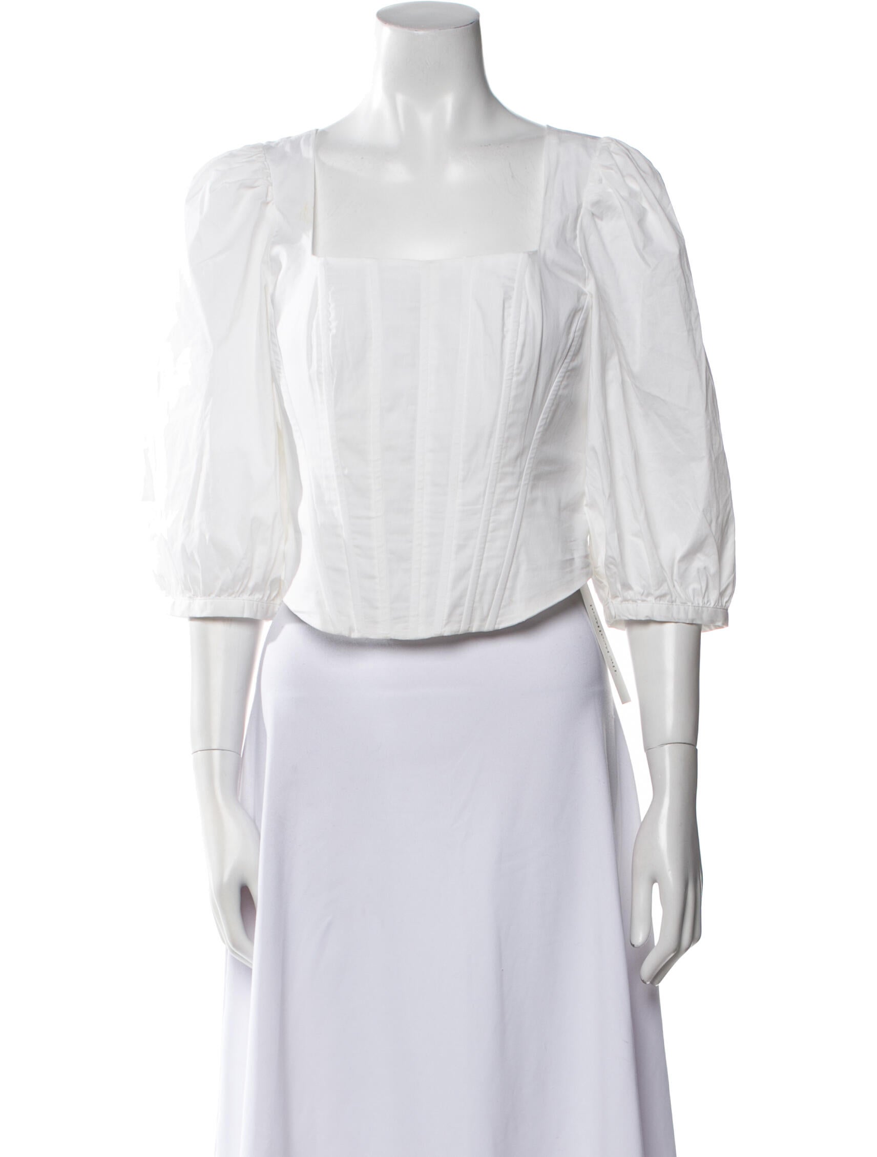 Jason Wu Square Neckline Three-Quarter Sleeve Crop Top