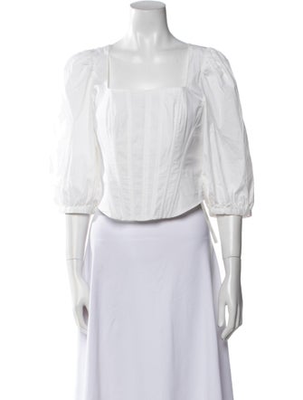 Jason Wu Square Neckline Three-Quarter Sleeve Crop Top