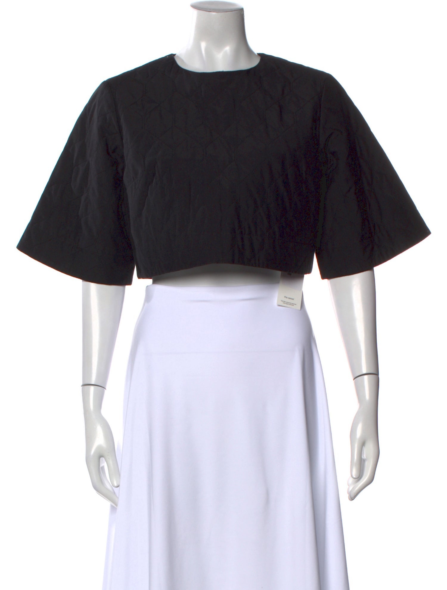 Jason Wu Crew Neck Three-Quarter Sleeve Crop Top