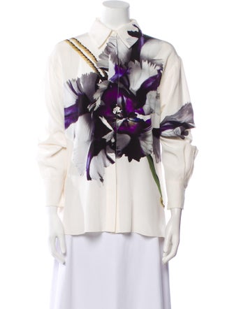 Jason Wu Collection Floral Print Three-Quarter Sleeve Blouse