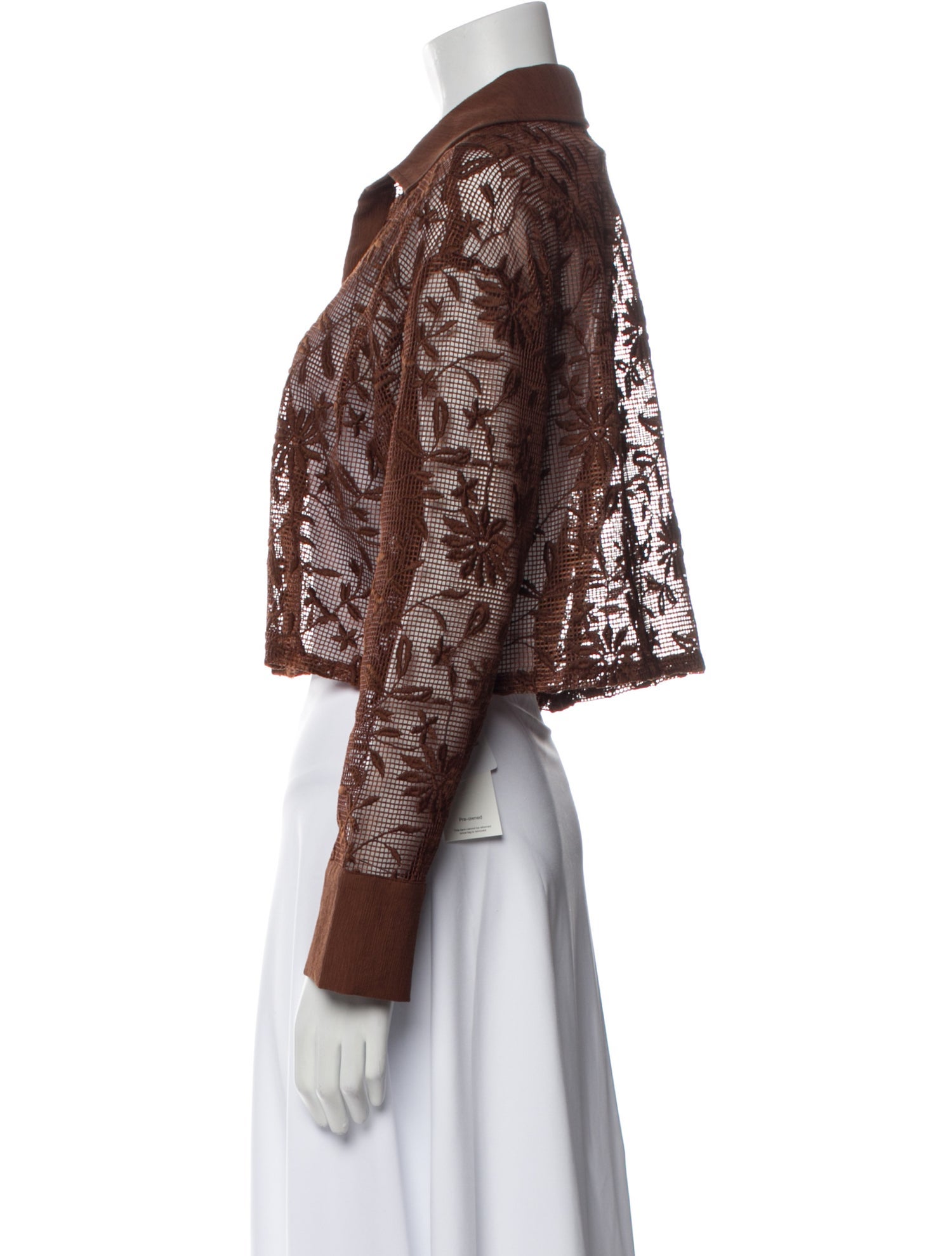 Jason Wu Lace Pattern Long Sleeve Crop Top