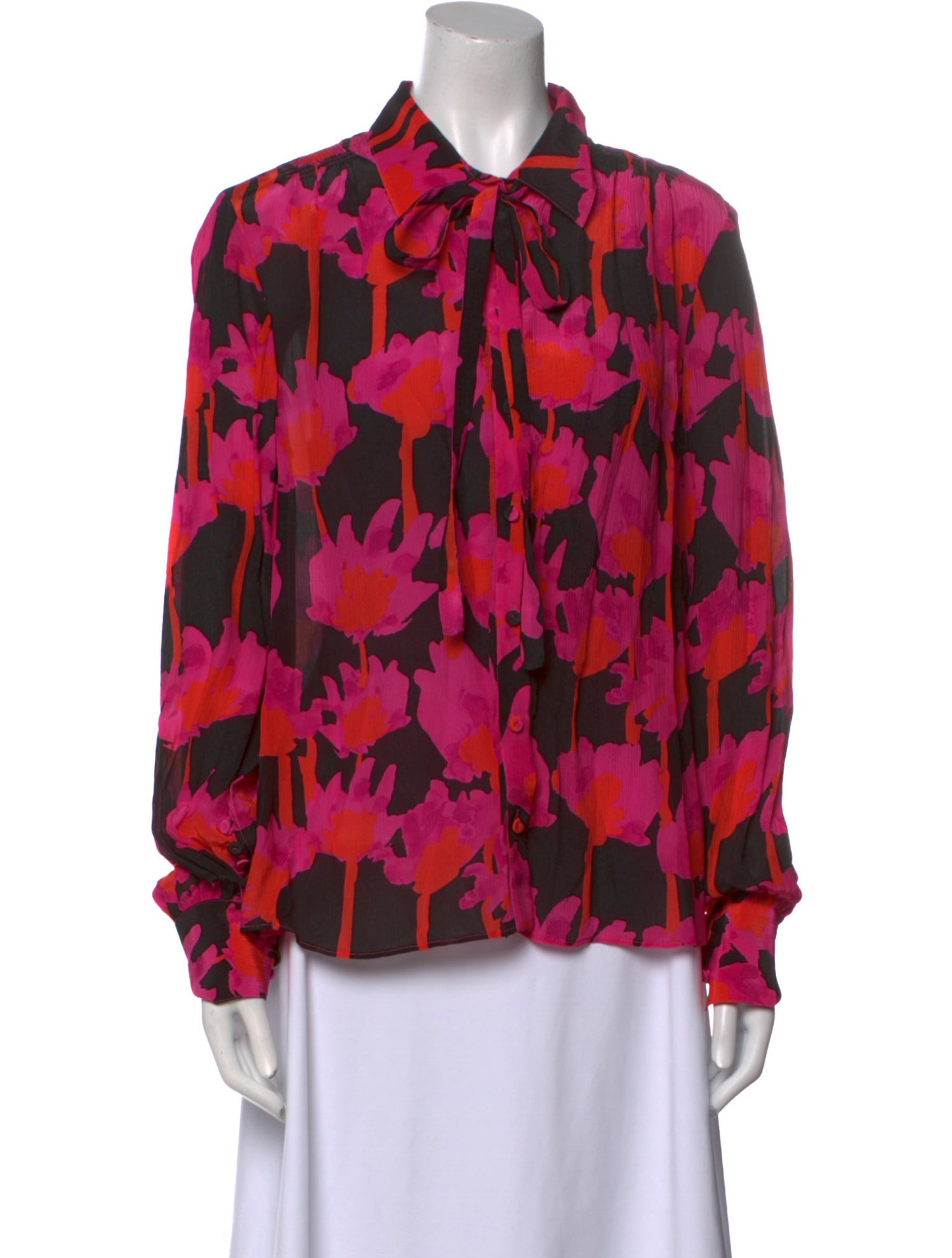 Jason Wu Printed Long Sleeve Button-Up Top