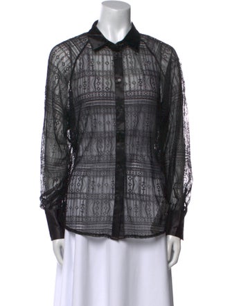 Jason Wu Lace Pattern Long Sleeve Button-Up Top