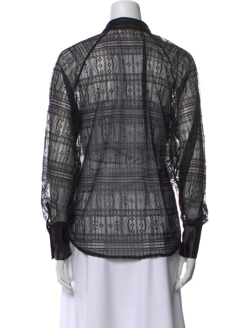 Jason Wu Lace Pattern Long Sleeve Button-Up Top