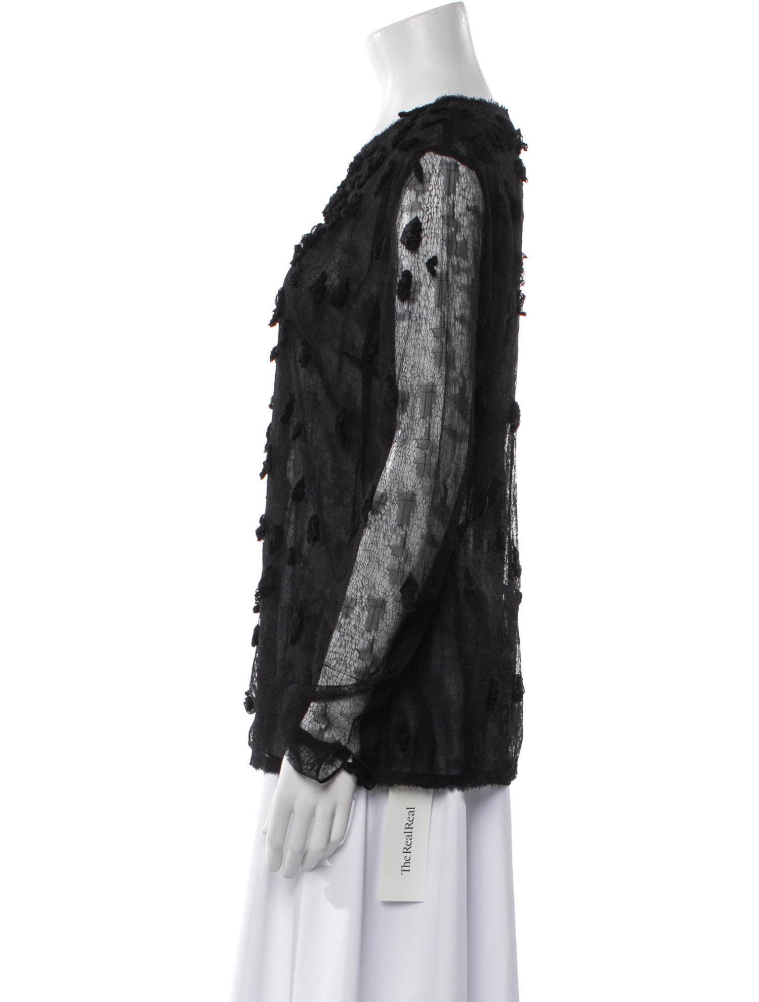 Jason Wu Lace Pattern Crew Neck Blouse