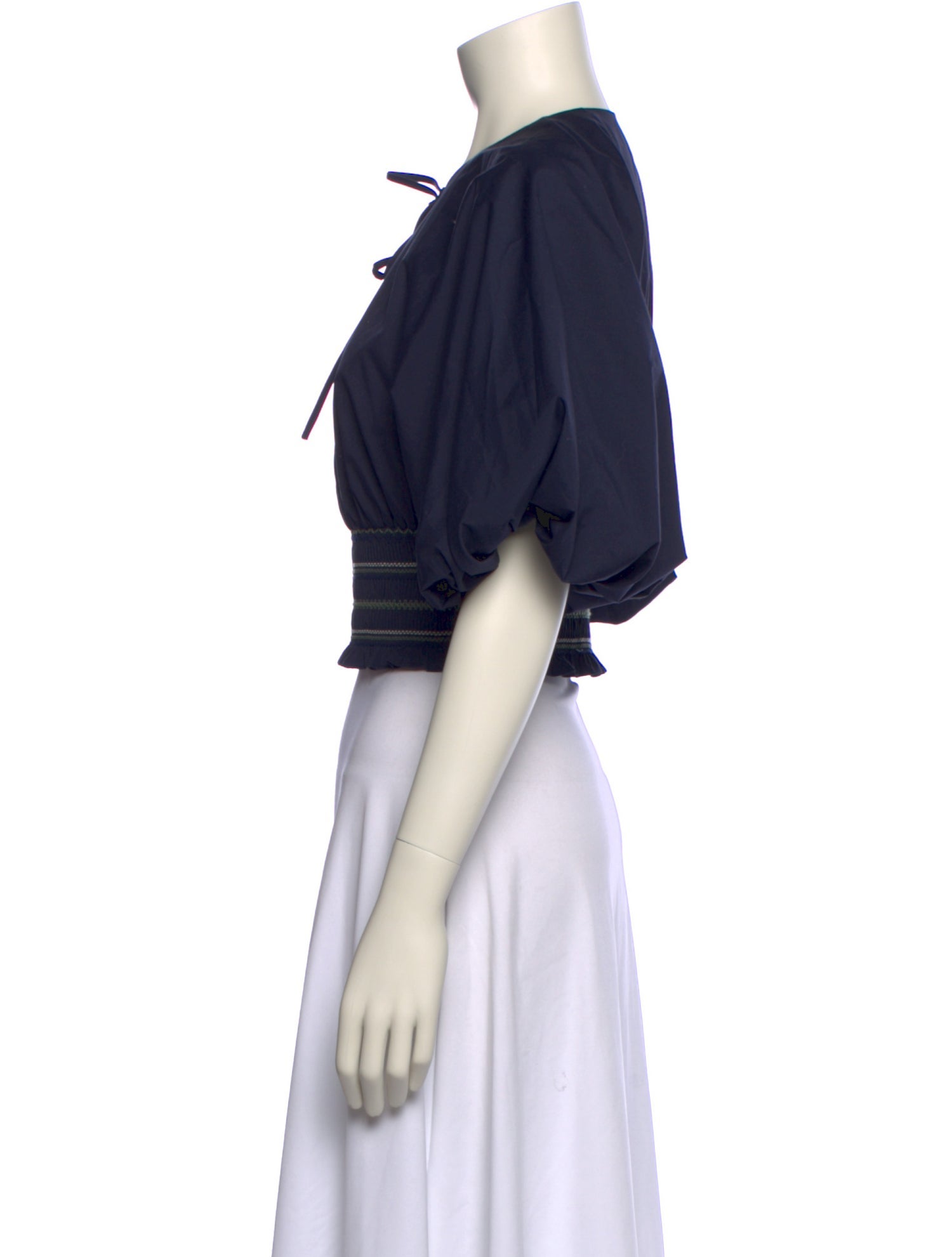 Jason Wu Tie Neck Short Sleeve Crop Top