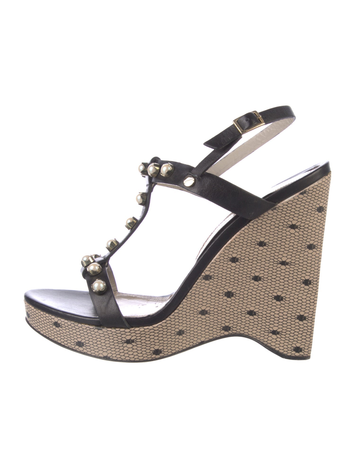Jason Wu Leather Colorblock Pattern T-Strap Sandals
