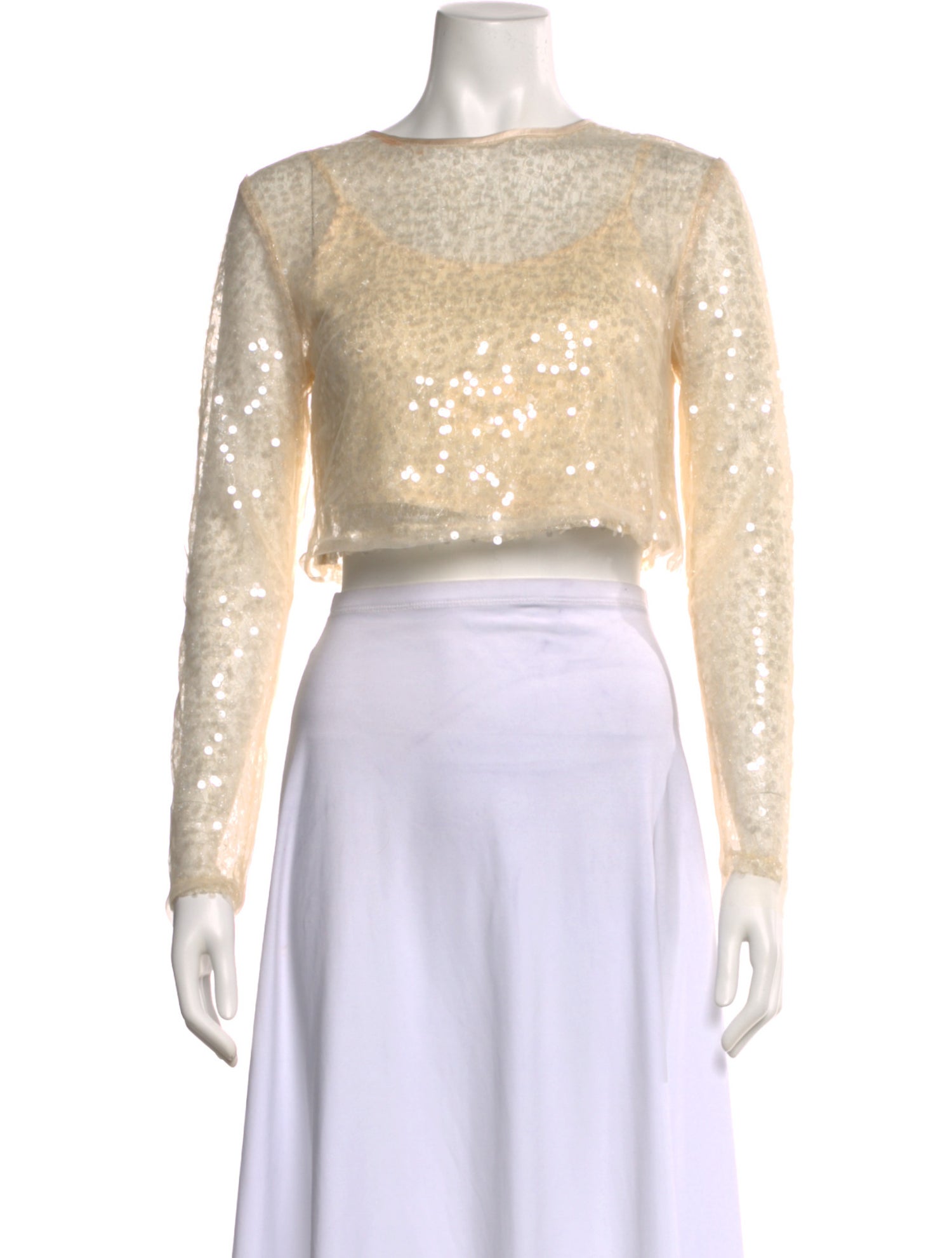 Jason Wu Scoop Neck Long Sleeve Crop Top