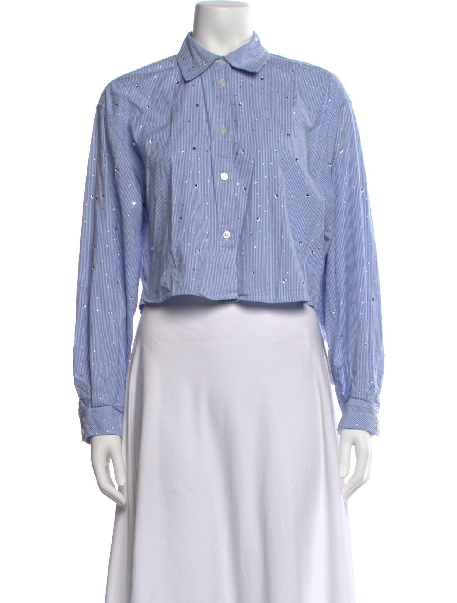 Jason Wu Striped Long Sleeve Crop Top