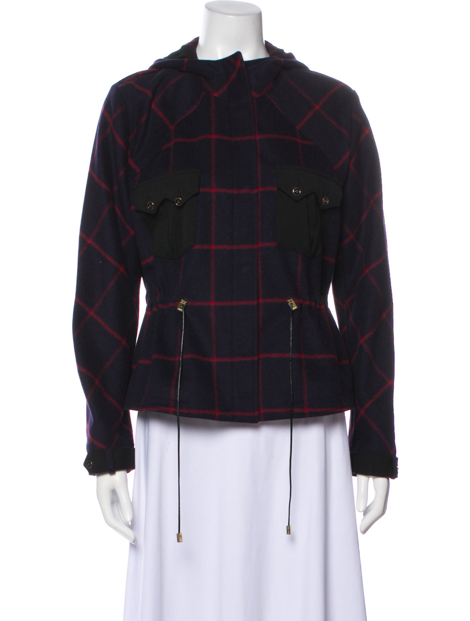 Jason Wu Virgin Wool Plaid Print Jacket