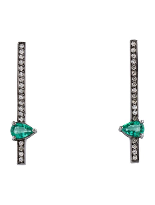 Jack Vartanian 18k Emerald & Diamond Line Drop Ear Climber