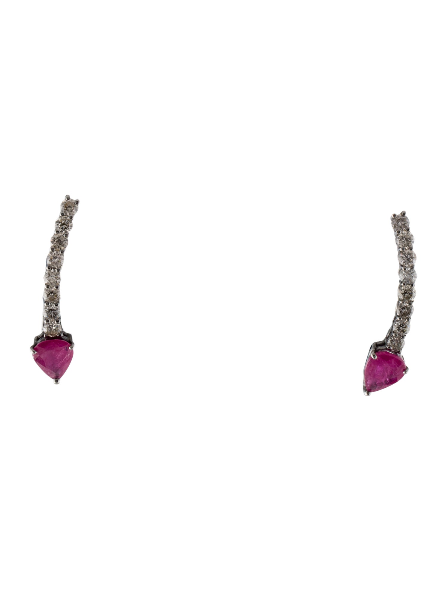 Jack Vartanian 18K Glass Filled Ruby & Diamond Voyeur Ear Climber Earrings