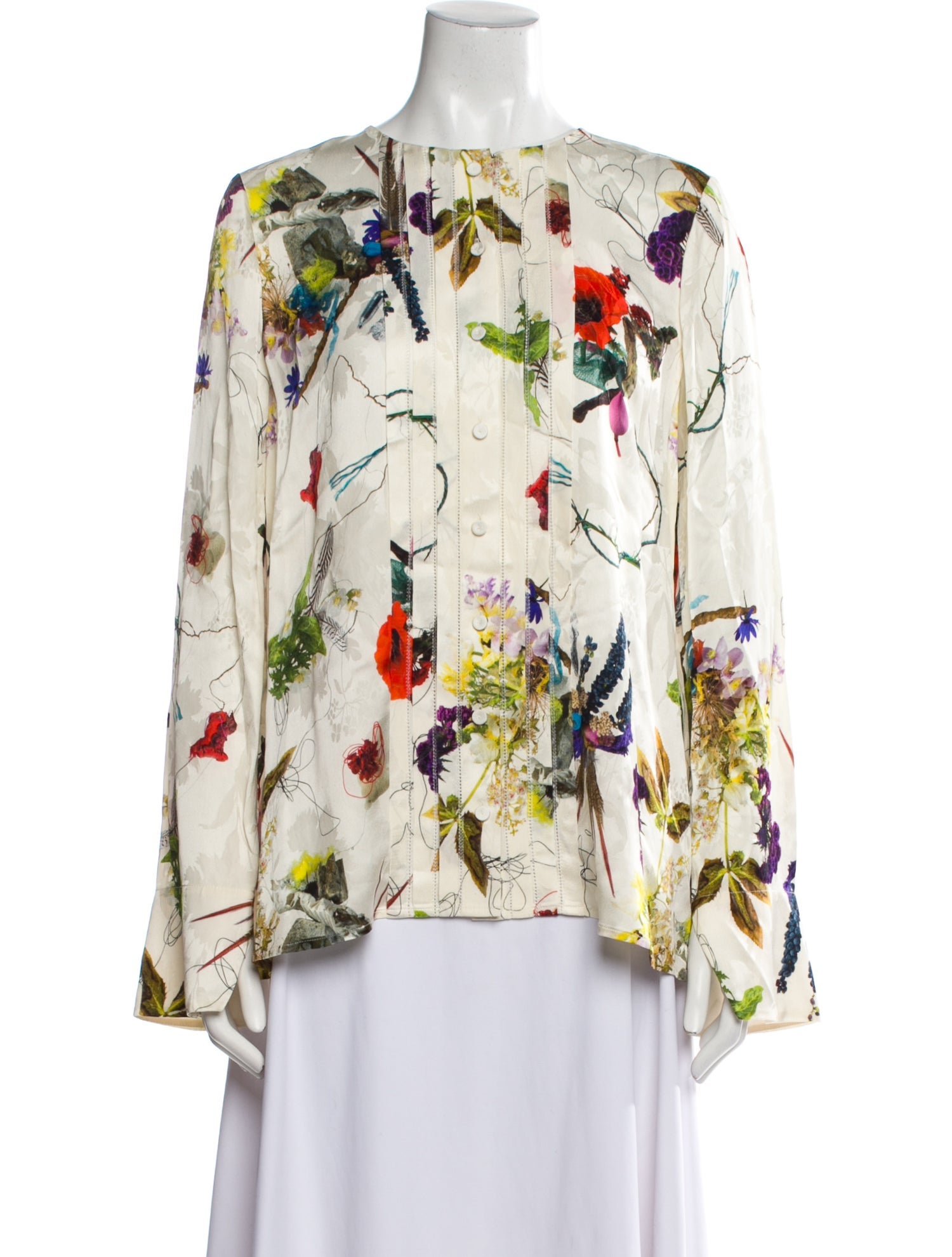 Jason Wu Collection Floral Print Bateau Neckline Blouse