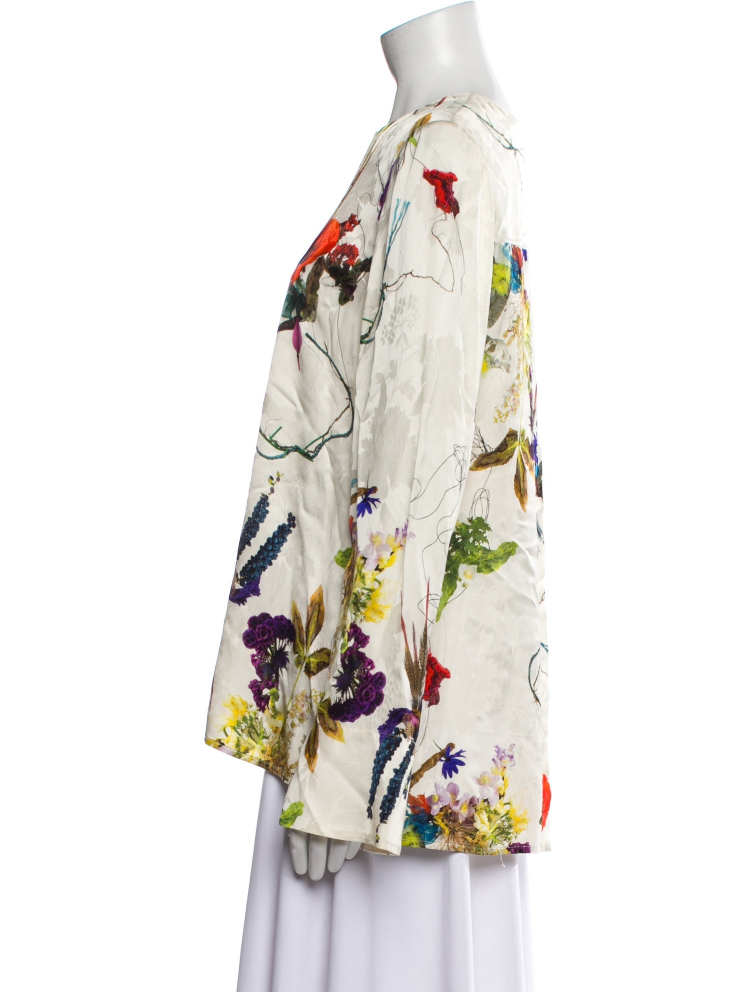 Jason Wu Collection Floral Print Bateau Neckline Blouse