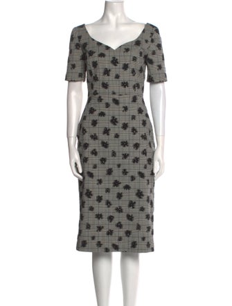 Jason Wu Collection Plaid Print Midi Length Dress
