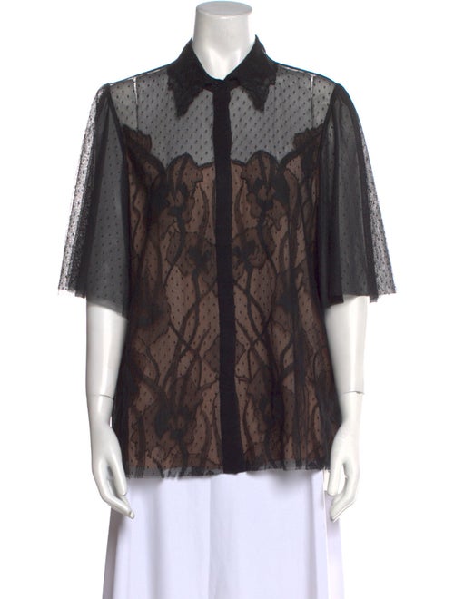 Jason Wu Collection Silk Lace Pattern Button-Up Top