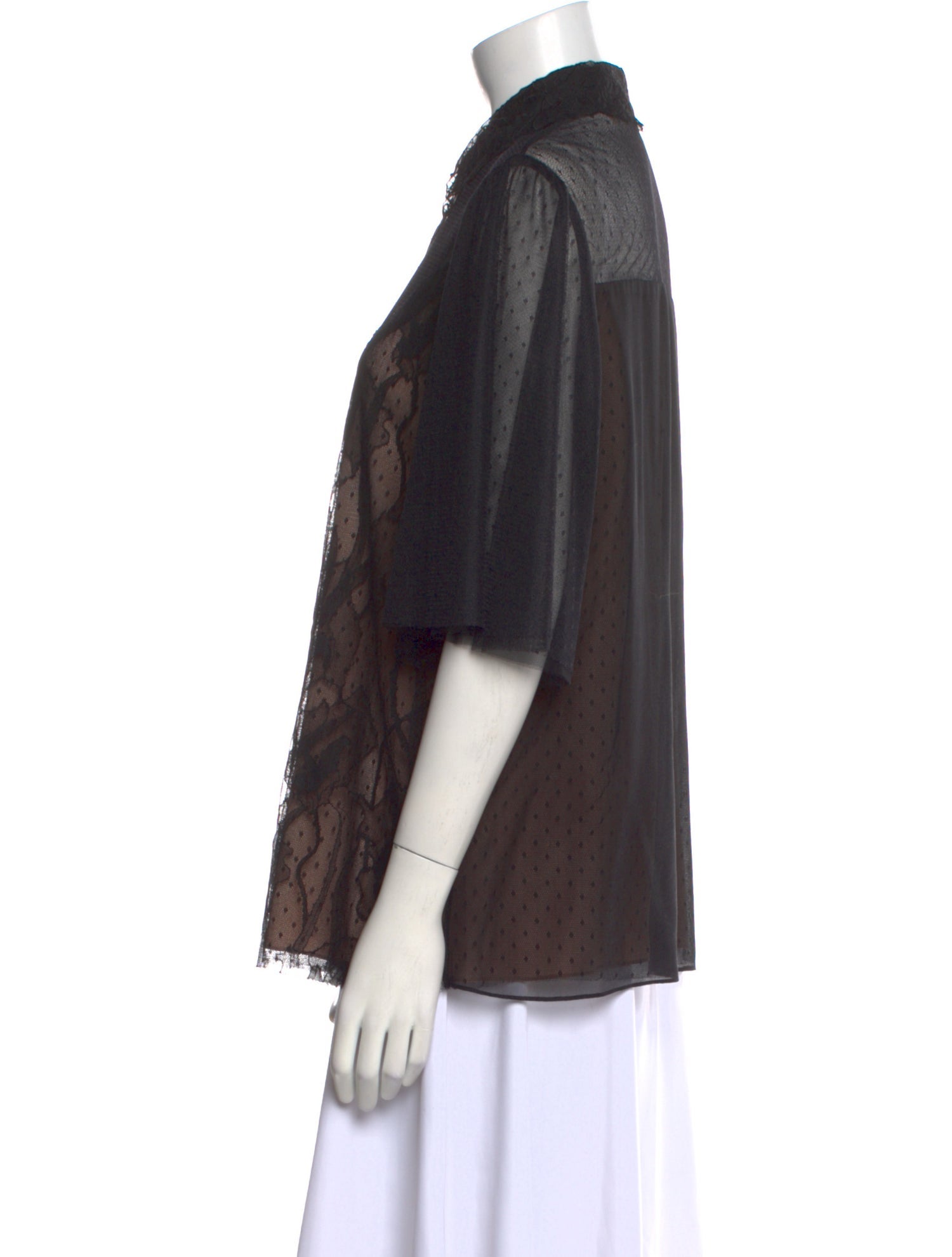 Jason Wu Collection Silk Lace Pattern Button-Up Top