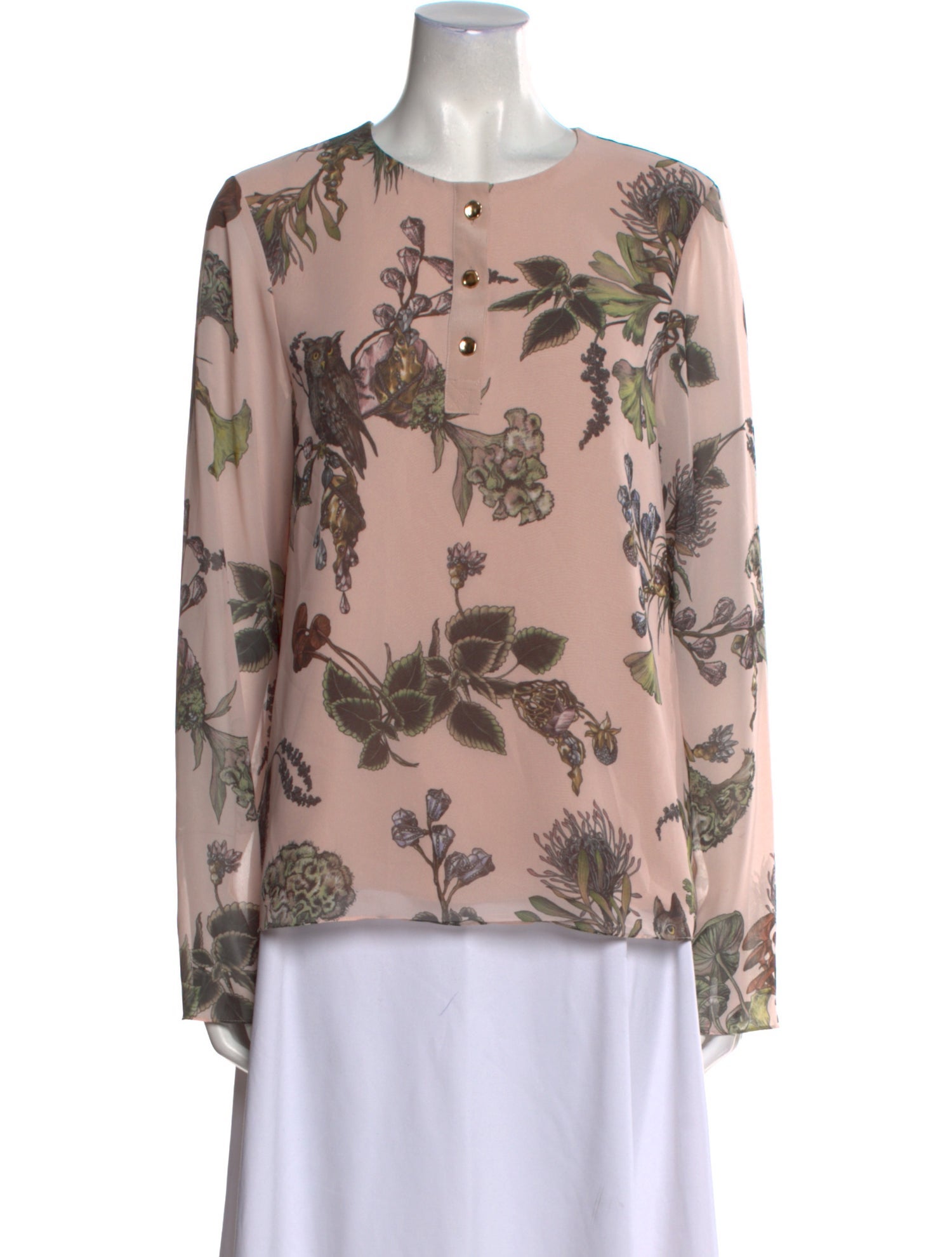 Jason Wu Collection Floral Print Crew Neck Blouse