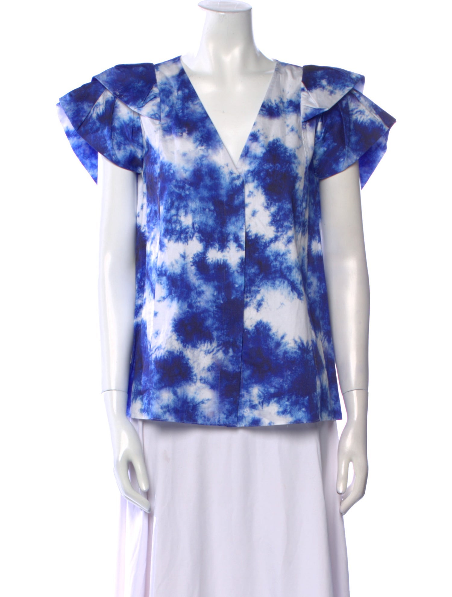 Jason Wu Collection Tie-Dye Print V-Neck Blouse