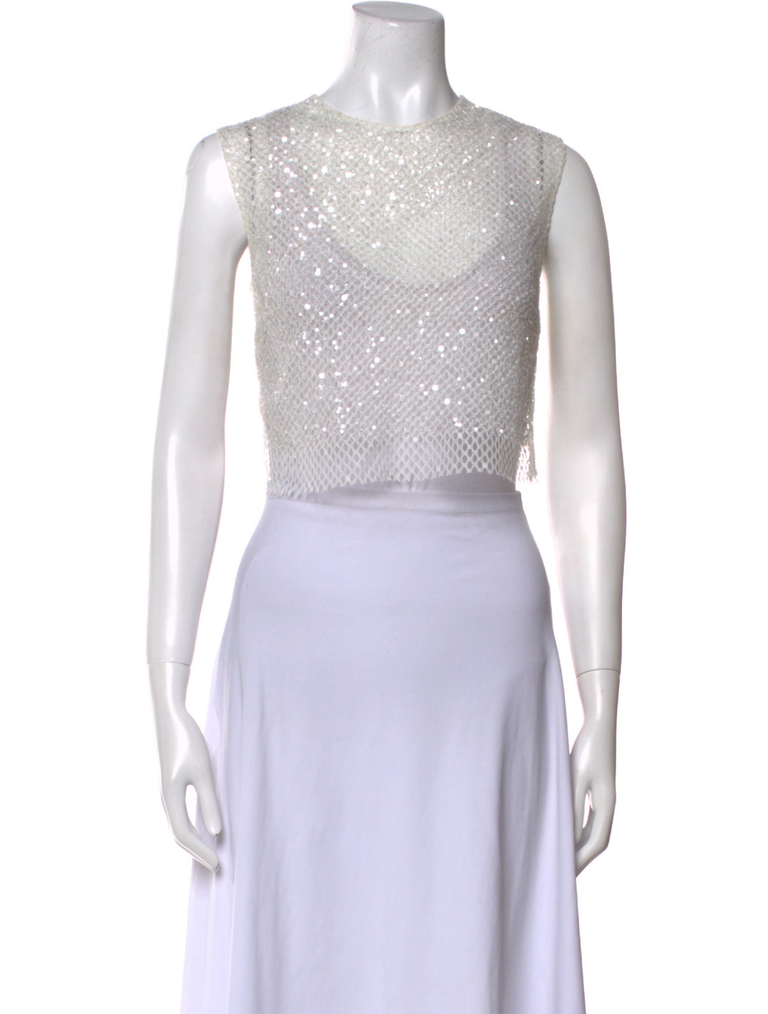 Jason Wu Collection Crew Neck Sleeveless Crop Top