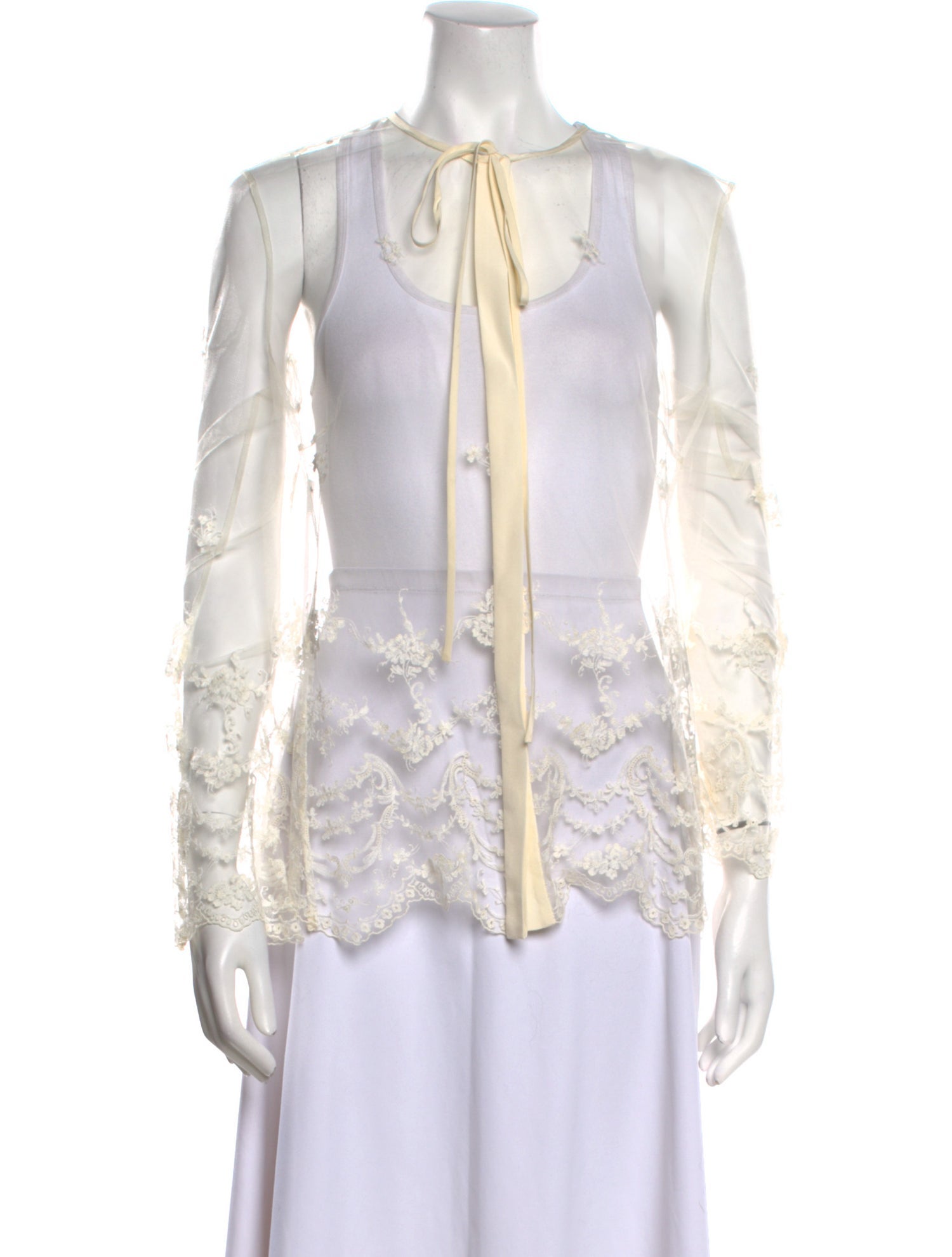 Jason Wu Collection Crew Neck Long Sleeve Blouse