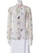 Jason Wu Collection Floral Print Mock Neck Button-Up Top