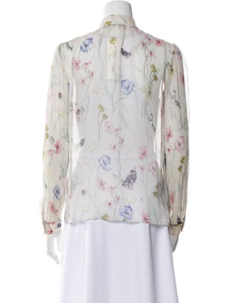 Jason Wu Collection Floral Print Mock Neck Button-Up Top