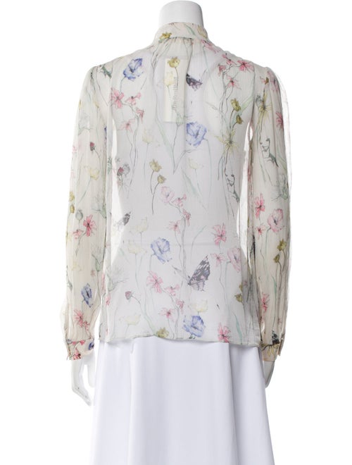 Jason Wu Collection Floral Print Mock Neck Button-Up Top