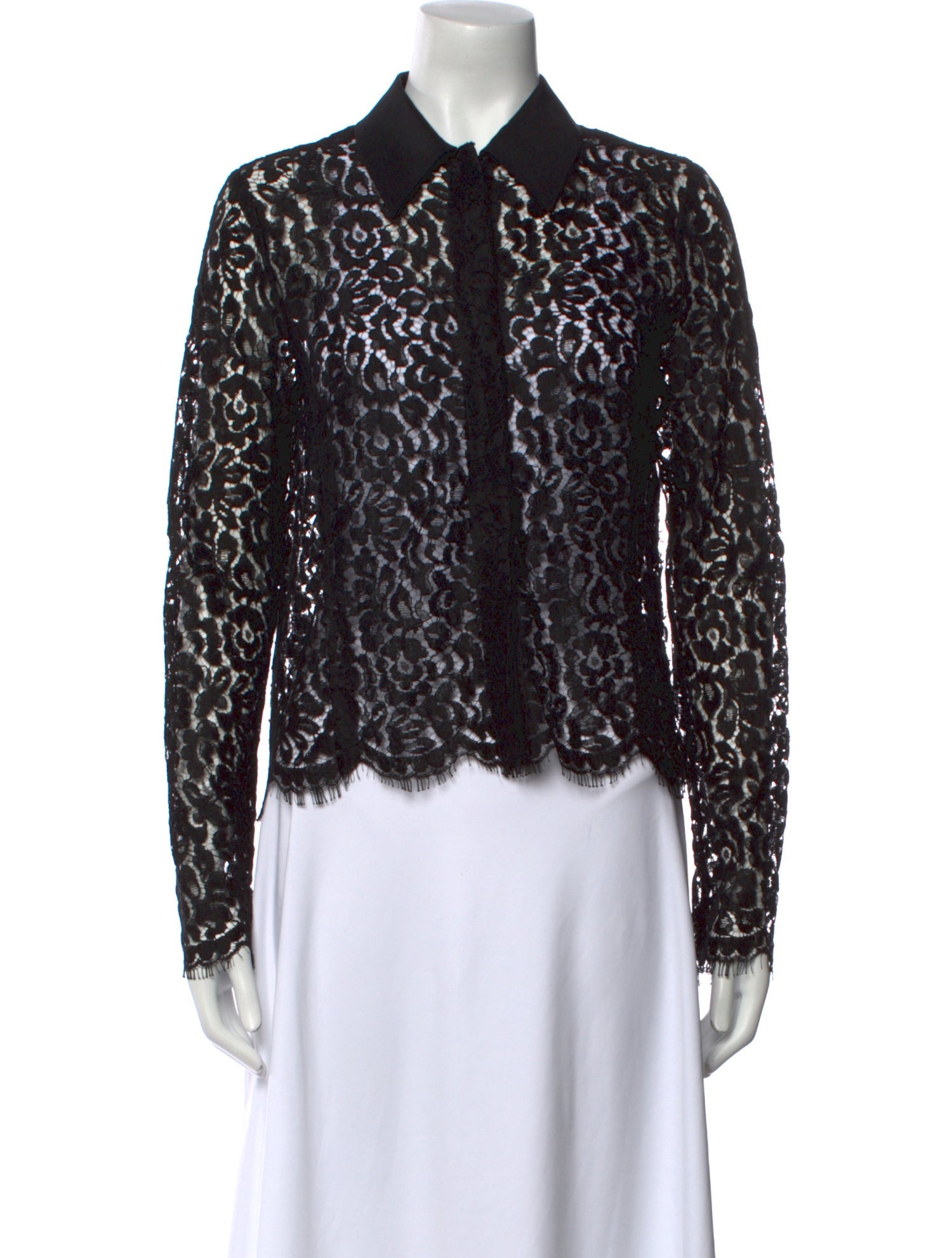 Jason Wu Collection Lace Pattern Long Sleeve Button-Up Top w/ Tags