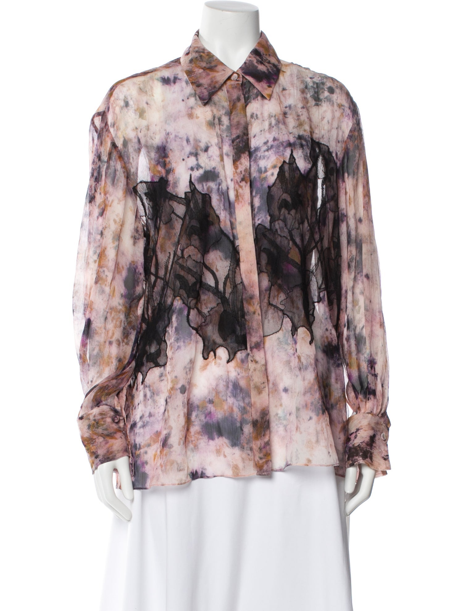 Jason Wu Collection Silk Floral Print Button-Up Top