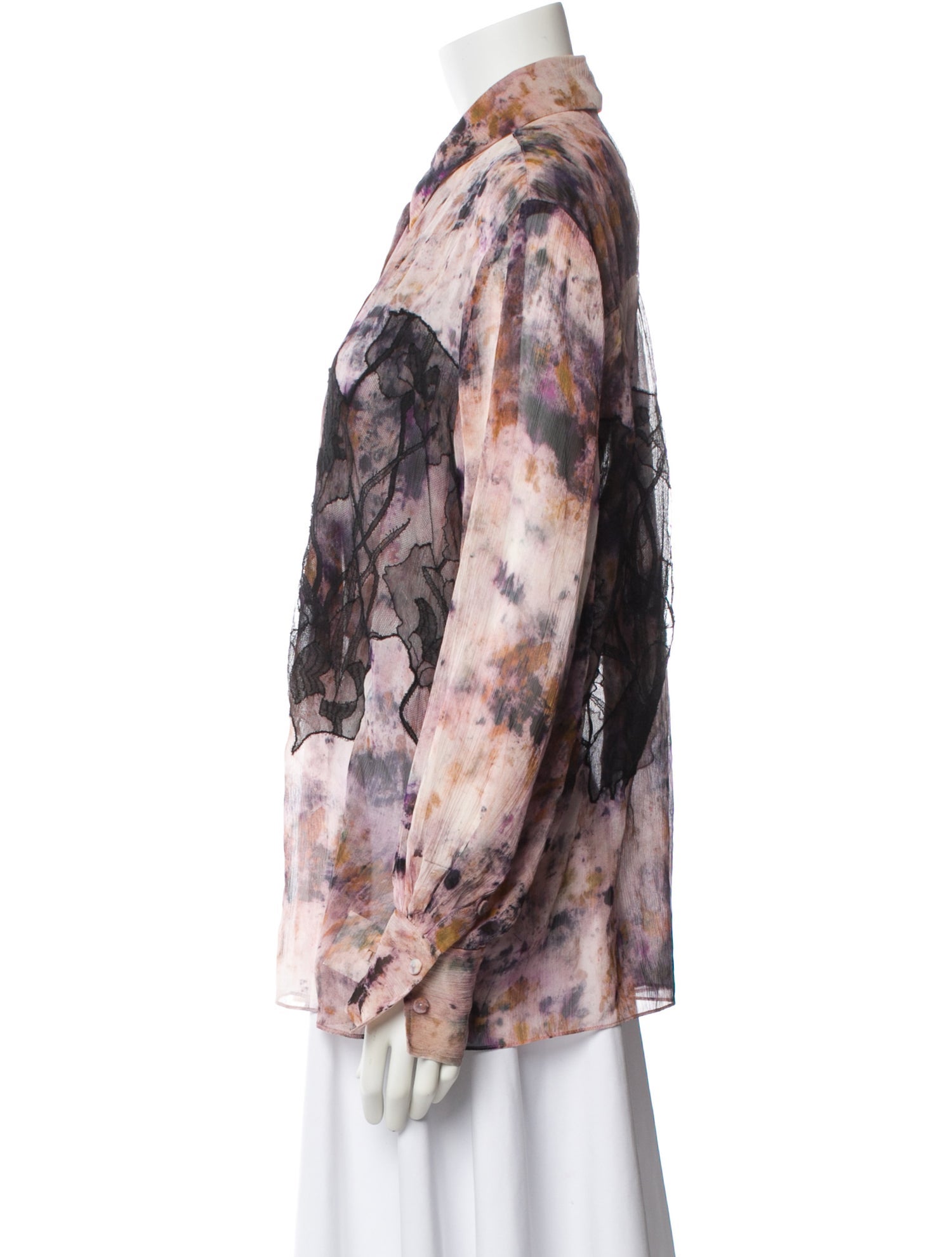 Jason Wu Collection Silk Floral Print Button-Up Top