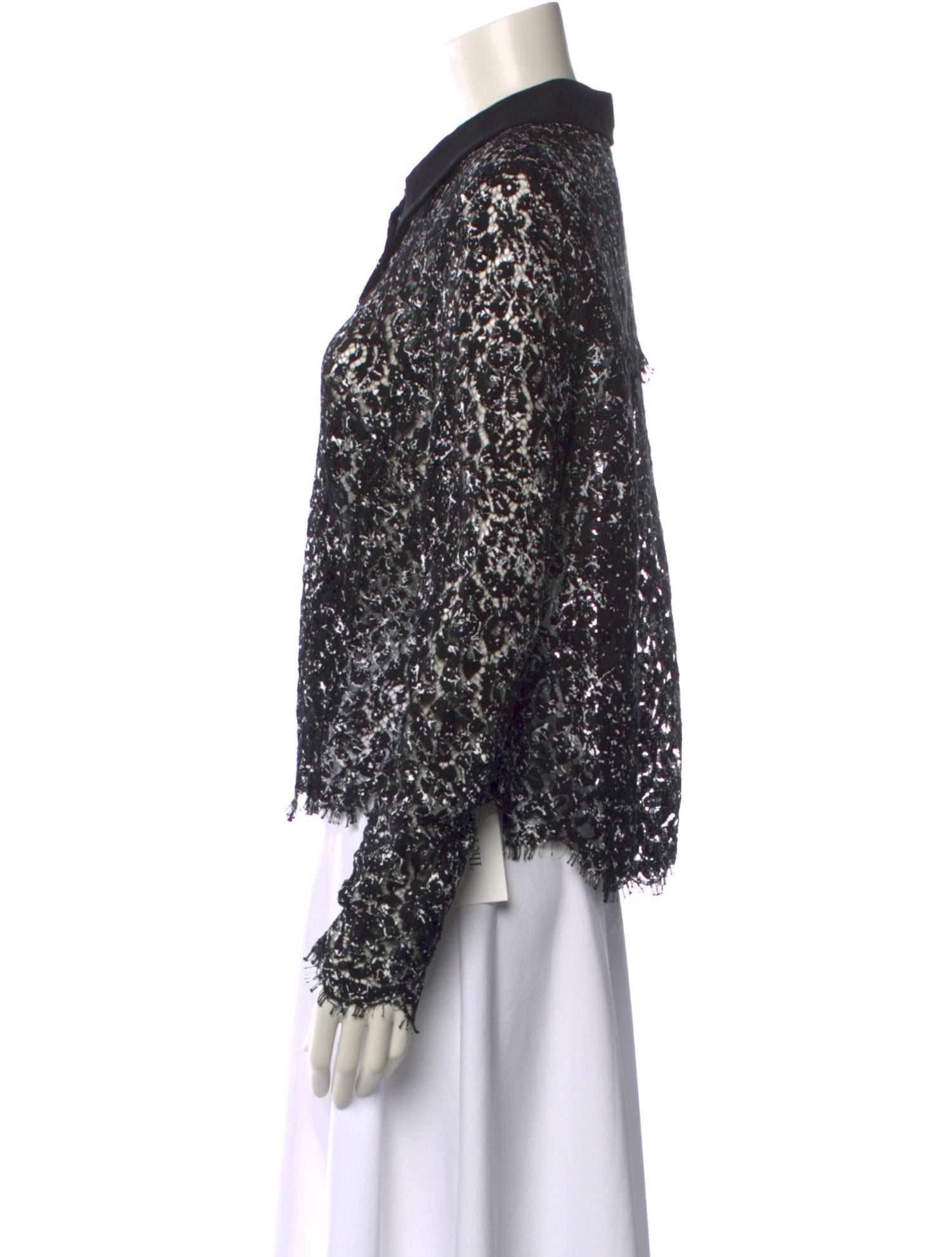 Jason Wu Collection Lace Pattern Long Sleeve Button-Up Top