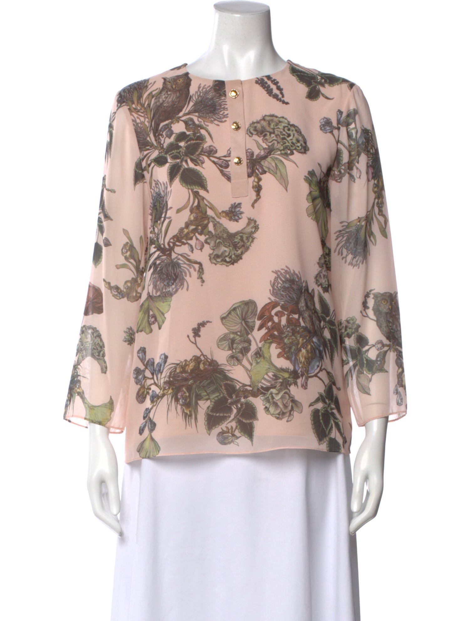 Jason Wu Collection Floral Print Crew Neck Blouse