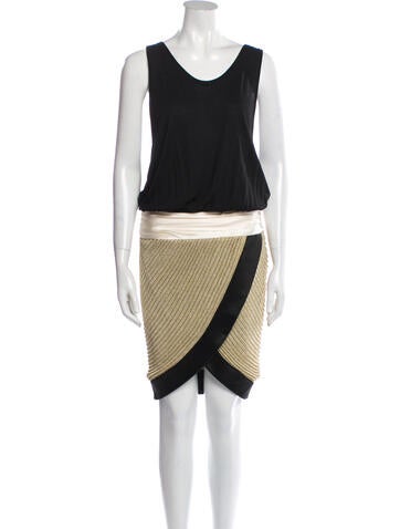 Jay Ahr Dresses Colorblock Pattern Knee-Length Dress S