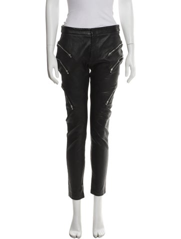 Pre-owned Jay Ahr Lambskin Skinny Leg Pants In Black