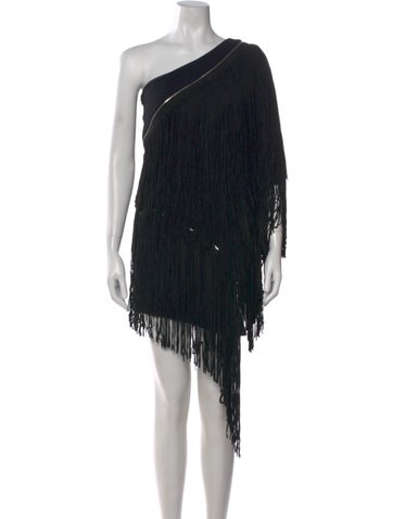 Pre-owned Jay Ahr One-shoulder Mini Dress In Black