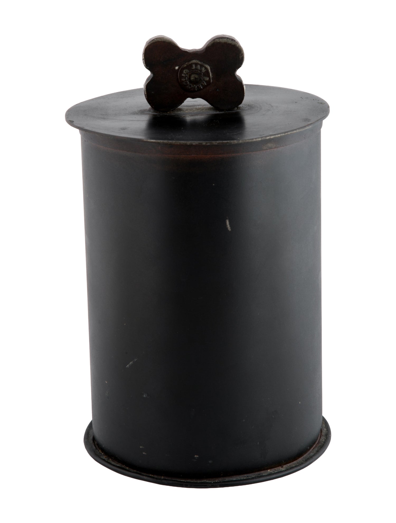Jan Barboglio Vintage Cast Iron Dog Bone Biscuit Canister Container Collectible