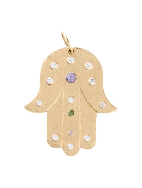 Julez Bryant 14K Diamond & Sapphire Hamsa Pendant