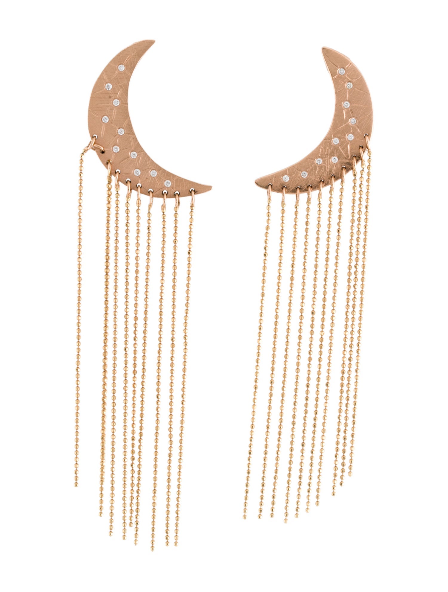 Julez Bryant 14K Diamond Moon Drop Tassel Earrings