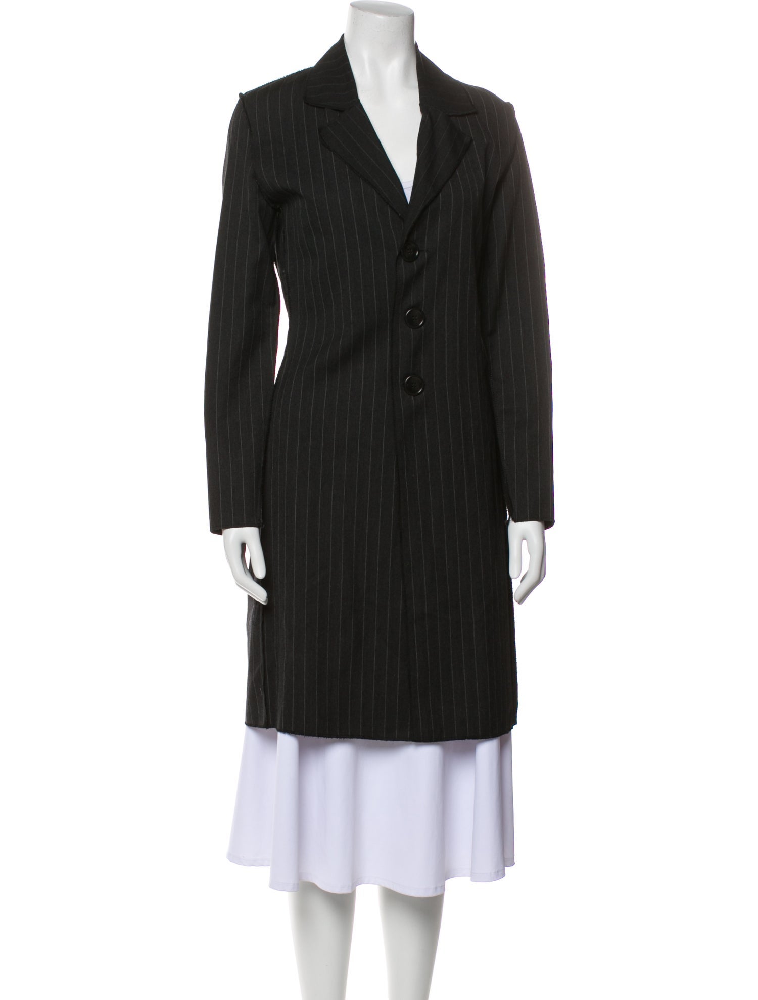 Jean Colonna Wool Striped Trench Coat