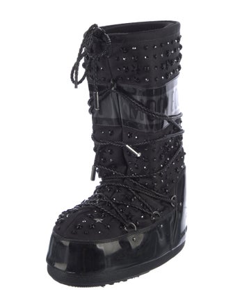 Jimmy Choo x Moon Boot Canvas Printed Lace-Up Boots